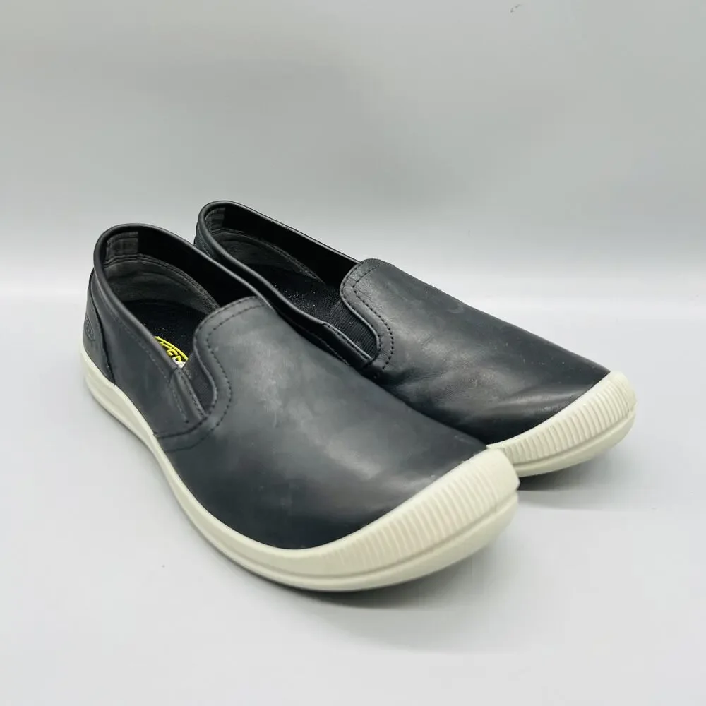 KEEN Shoes Women 8 Black Leather Lorelai Slip On Walking Sneakers Comfort Casual
